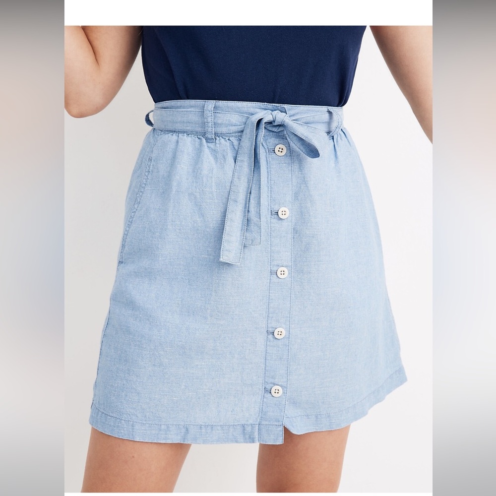 Madewell Denim Button-Front Tie Mini Skirt